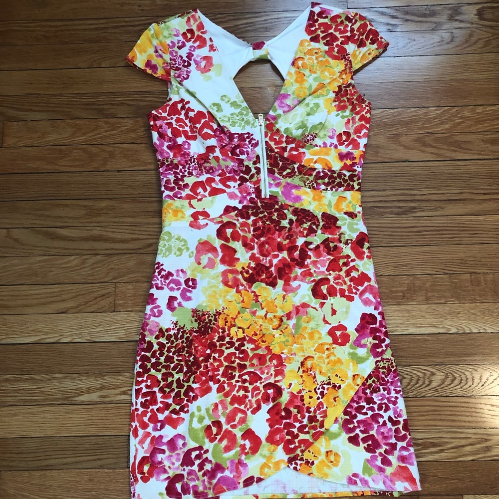 Fun Patterned Guess Dress with Back Cutout